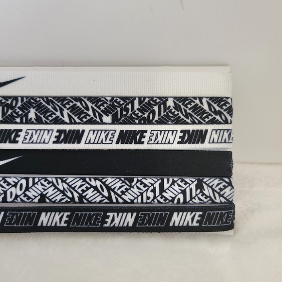 Nike Black White Logo Non-Slip Silicone Headbands Set of 6 - Picture 5 of 8
